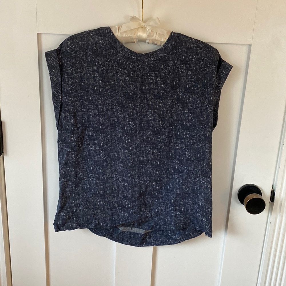 COPY - Theory blouse, denim color blue, zipper enclosure